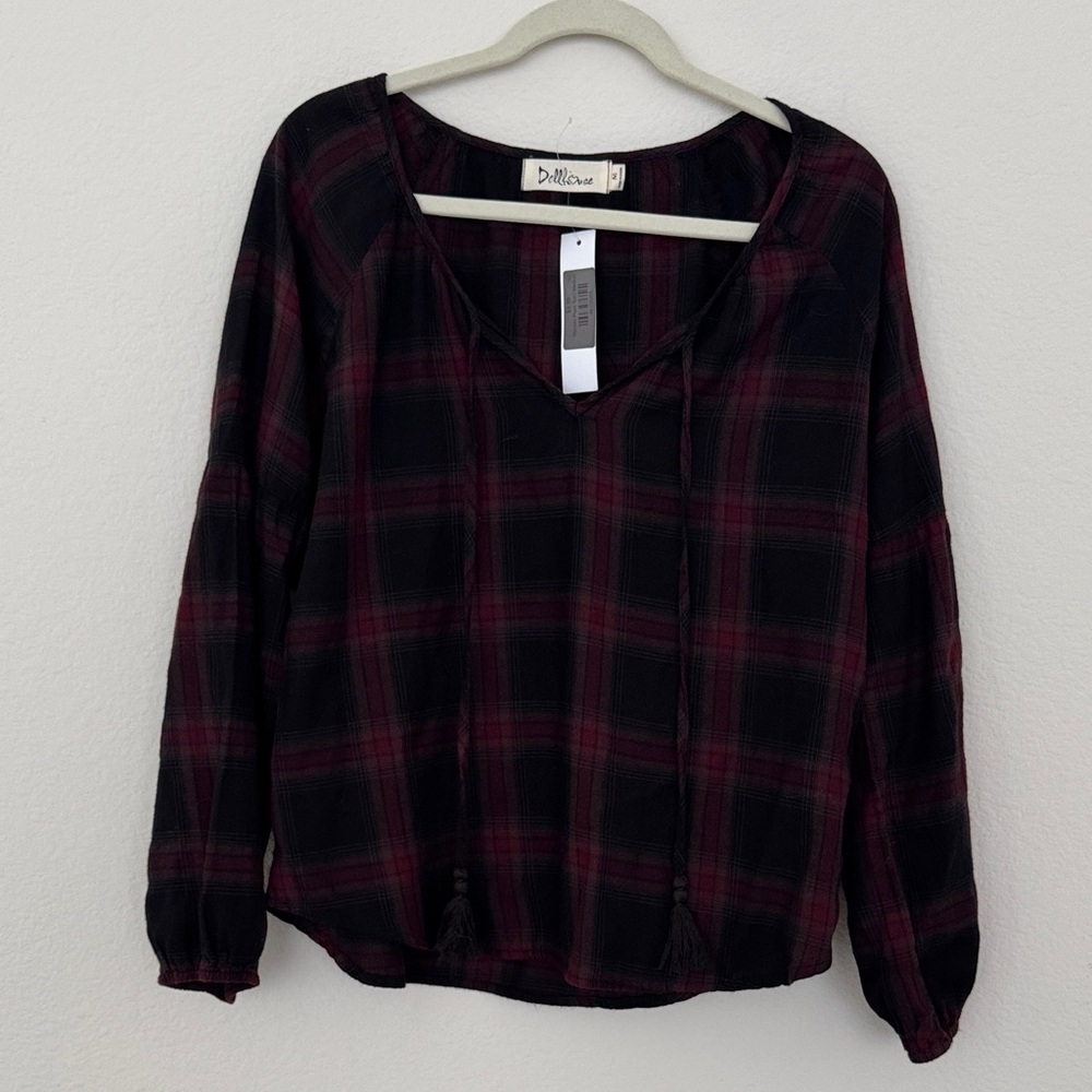 Dollhouse Dark Plaid Blouse